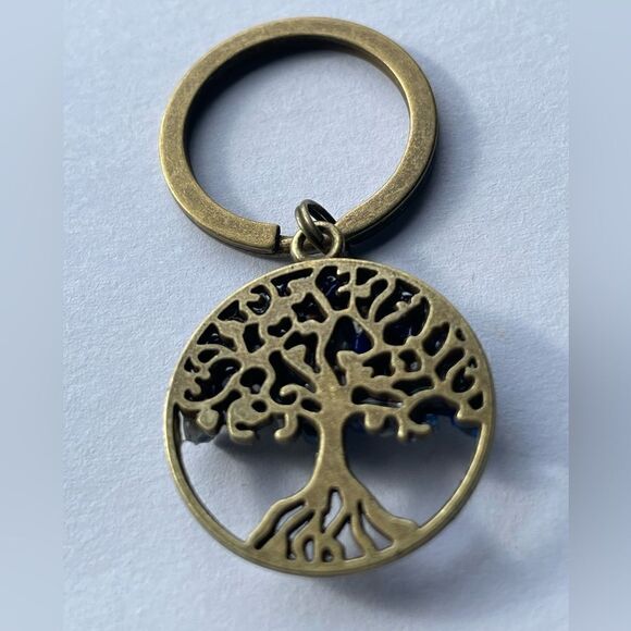 Tree of Life Natural Green Jade (Jadeite Jade) Crystal Keychain - Picture 2 of 16